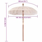 vidaXL Umbrelă de soare Crem (185-195) x 250 cm Bumbac și lemn masiv