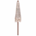 vidaXL Umbrelă de soare Crem (250-255) x 250 cm Bumbac și lemn masiv
