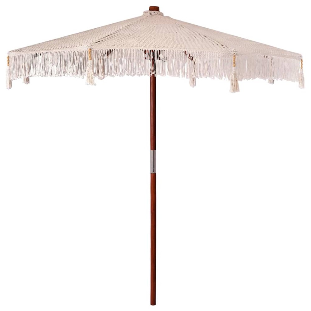 vidaXL Umbrelă de soare Crem (250-255) x 250 cm Bumbac și lemn masiv
