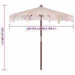 vidaXL Umbrelă de soare Crem (250-255) x 250 cm Bumbac și lemn masiv