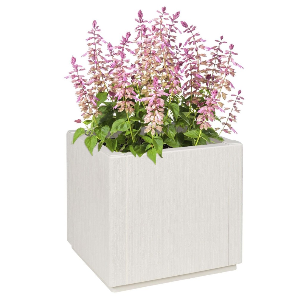 vidaXL Vază pentru Grădină Alb 36 x 36 x 35 cm Polipropilenă