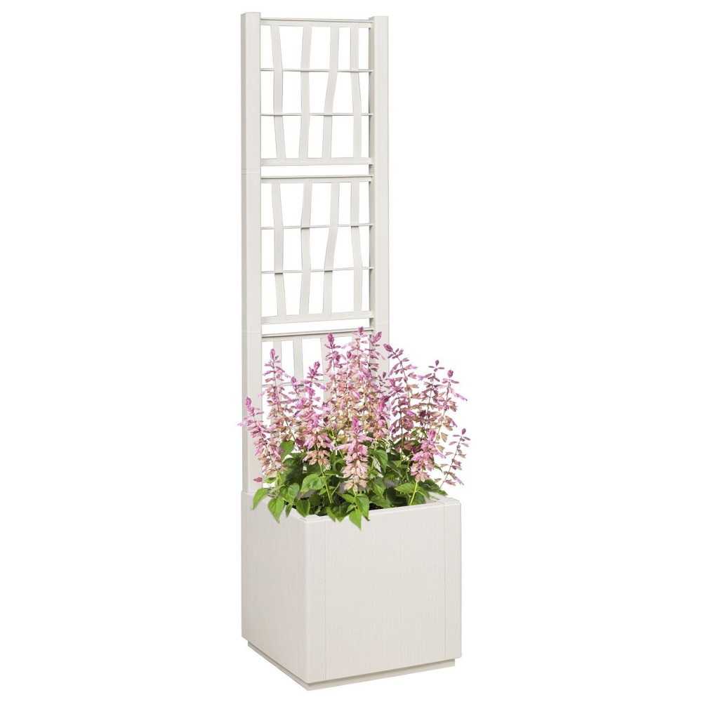 vidaXL Vază pentru Grădină Alb 36 x 36 x 140 cm Polipropilenă