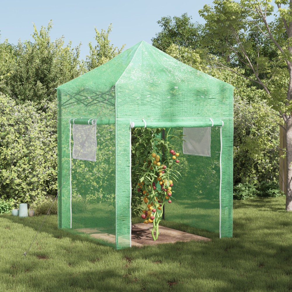 vidaXL Seră cu acoperiș Manual Verde 200 x 200 x 300 cm Oțel