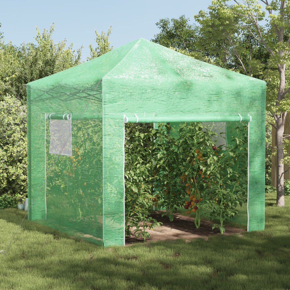 vidaXL Seră cu acoperiș Manual Verde 290 x 290 x 315 cm Oțel