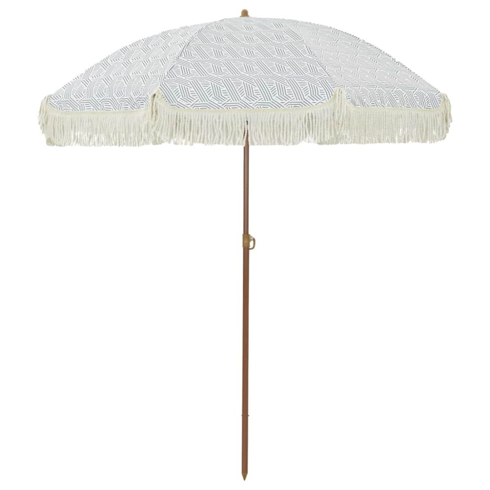 vidaXL Parasol de Plajă Gri și alb 160 x 160 x 196 cm