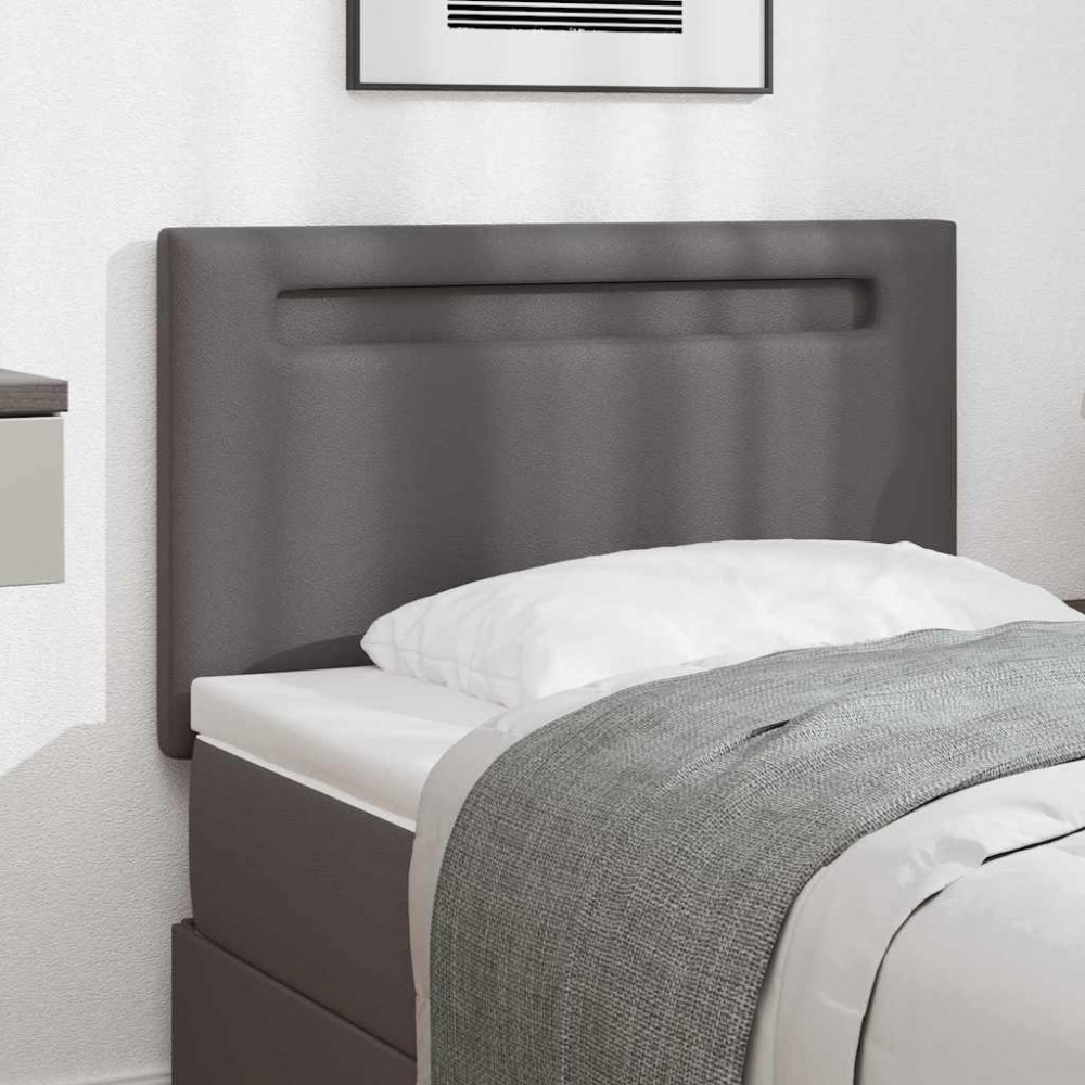 vidaXL Tăblie cap Pe perete cu headboard Manual Gri 90 cm PVC