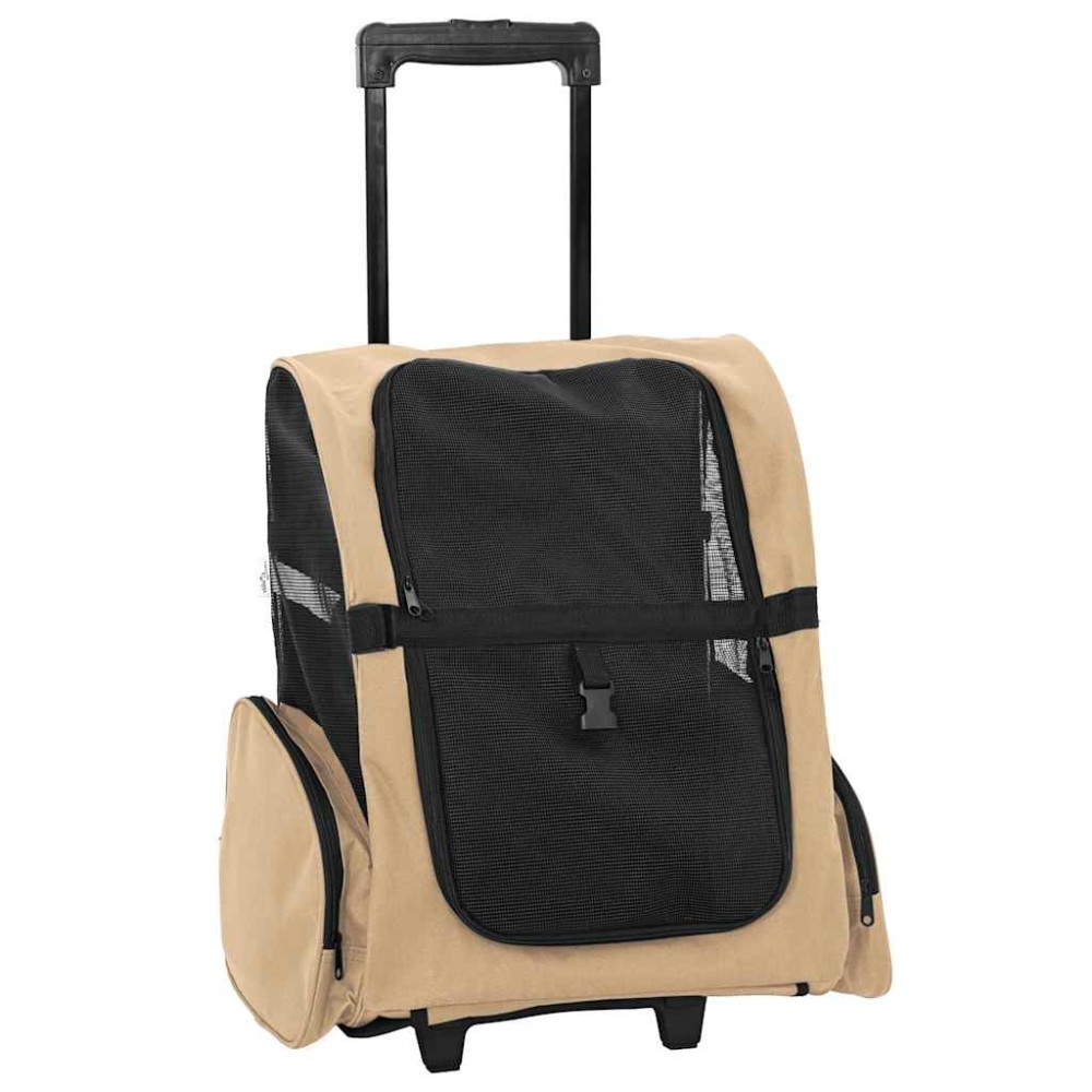 vidaXL Cărucior pentru animale de companie 3 în 1, design nisipos, 48x32x57 cm, material Oxford
