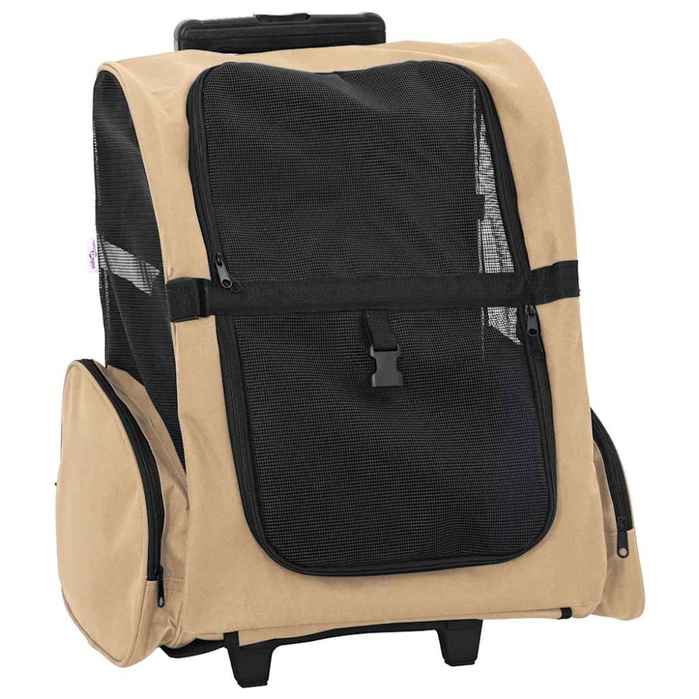 vidaXL Cărucior pentru animale de companie 3 în 1, design nisipos, 48x32x57 cm, material Oxford