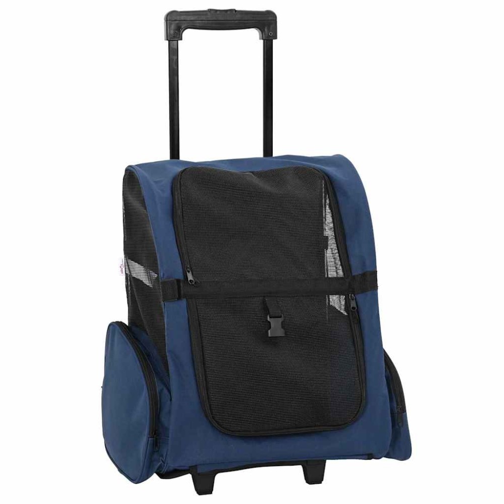 vidaXL Cărucior pentru animale de companie 3 în 1, design albastru, 48x32x57 cm, material Oxford
