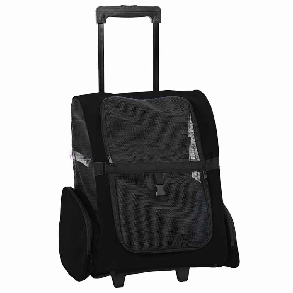vidaXL Cărucior pentru animale de companie, design 3 în 1, negru, 48x32x57 cm, material Oxford