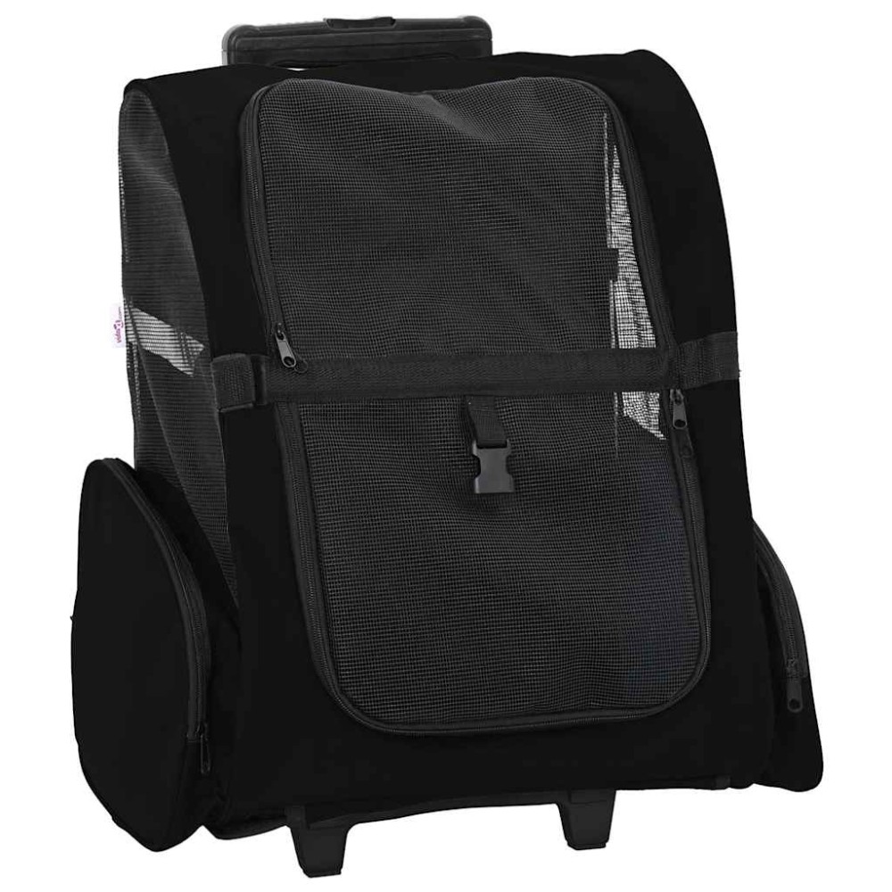 vidaXL Cărucior pentru animale de companie, design 3 în 1, negru, 48x32x57 cm, material Oxford