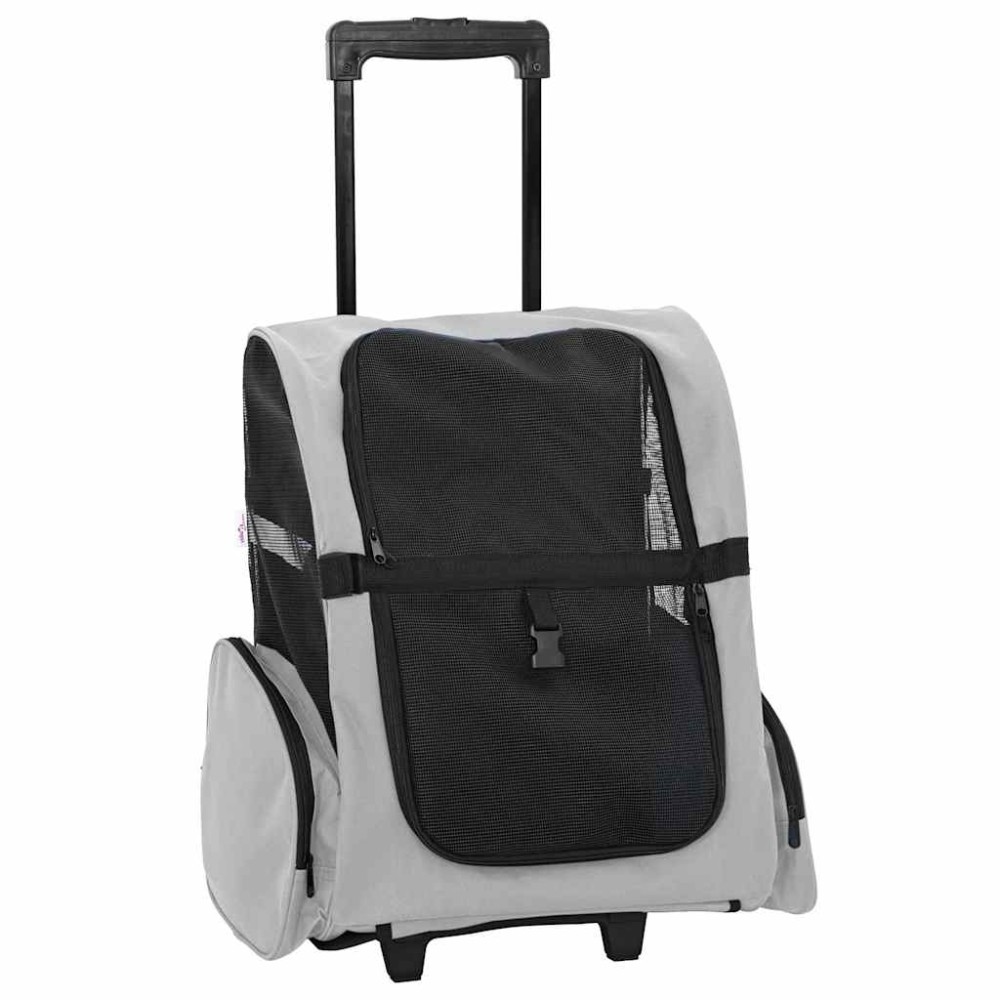 vidaXL Cărucior pentru animale de companie 3 în 1, gri, 48x32x57 cm, material Oxford