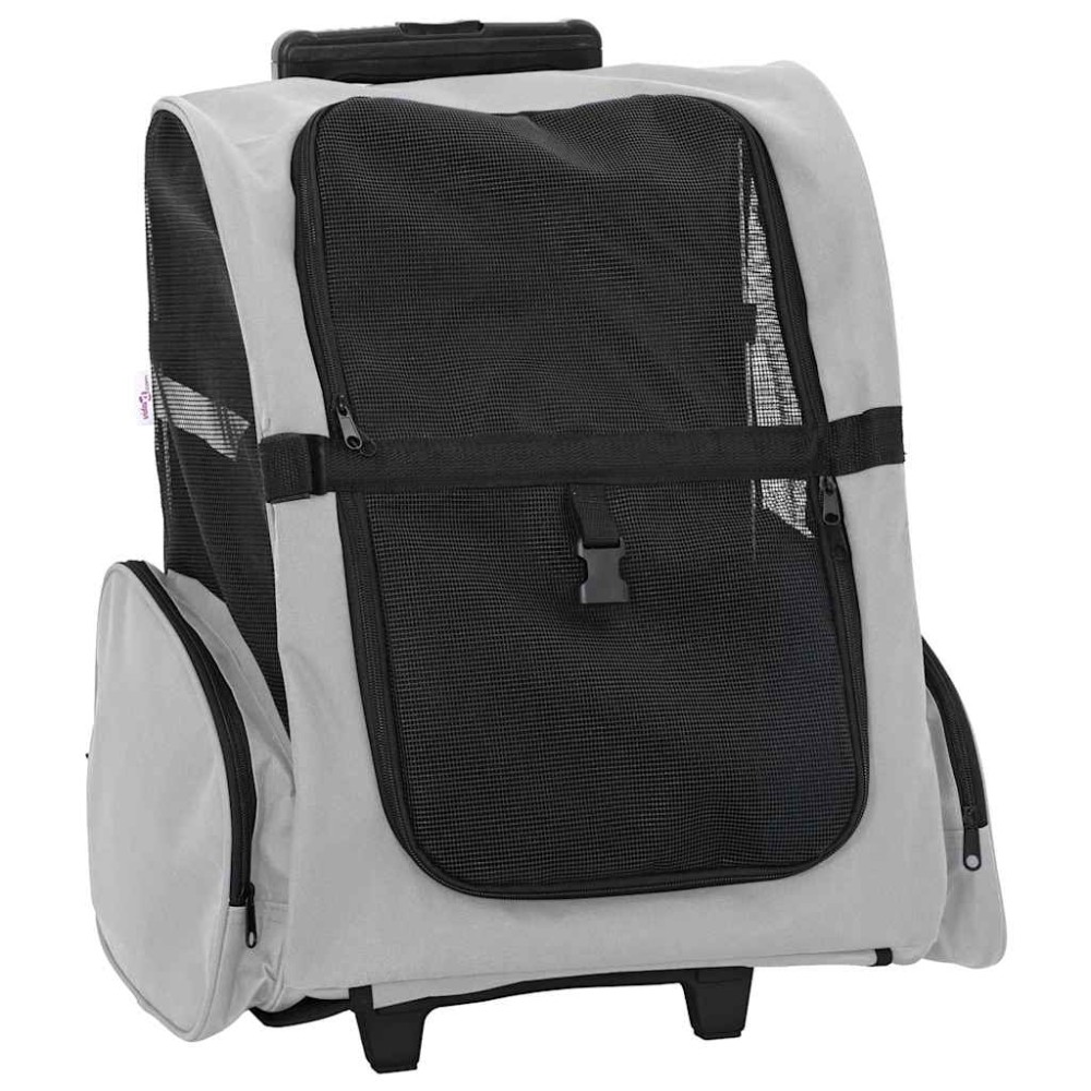 vidaXL Cărucior pentru animale de companie 3 în 1, gri, 48x32x57 cm, material Oxford