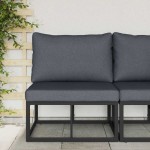 vidaXL Mobilier pentru Exterior cu pernă cu pernă Negru Aluminiu vidaXL Mobilier pentru Exterior cu pernă cu pernă Negru Aluminiu