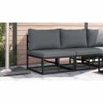 vidaXL Mobilier pentru Exterior cu pernă cu pernă Negru Aluminiu vidaXL Mobilier pentru Exterior cu pernă cu pernă Negru Aluminiu