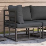 vidaXL Mobilier pentru Exterior cu pernă cu pernă Negru Aluminiu vidaXL Mobilier pentru Exterior cu pernă cu pernă Negru Aluminiu