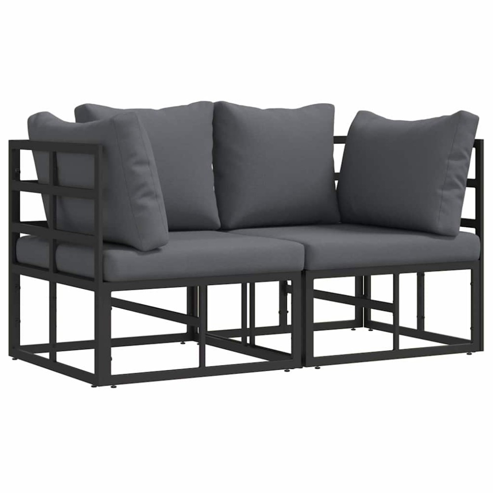 vidaXL Seturi de mobilier de exterior cu pernă cu pernă 2 pcs Negru și antracit