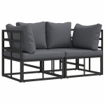 vidaXL Mobilier pentru Exterior cu pernă cu pernă 2 pcs Negru Aluminiu vidaXL Mobilier pentru Exterior cu pernă cu pernă 2 pcs Negru Aluminiu