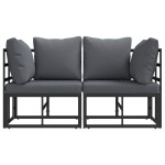 vidaXL Mobilier pentru Exterior cu pernă cu pernă 2 pcs Negru Aluminiu vidaXL Mobilier pentru Exterior cu pernă cu pernă 2 pcs Negru Aluminiu
