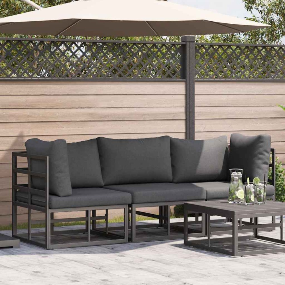 vidaXL Seturi de mobilier de exterior cu pernă cu pernă 3 pcs Negru și antracit