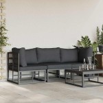 vidaXL Mobilier pentru Exterior cu pernă cu pernă 3 pcs Negru Aluminiu vidaXL Mobilier pentru Exterior cu pernă cu pernă 3 pcs Negru Aluminiu