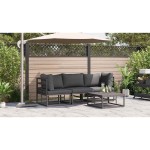 vidaXL Mobilier pentru Exterior cu pernă cu pernă 3 pcs Negru Aluminiu vidaXL Mobilier pentru Exterior cu pernă cu pernă 3 pcs Negru Aluminiu