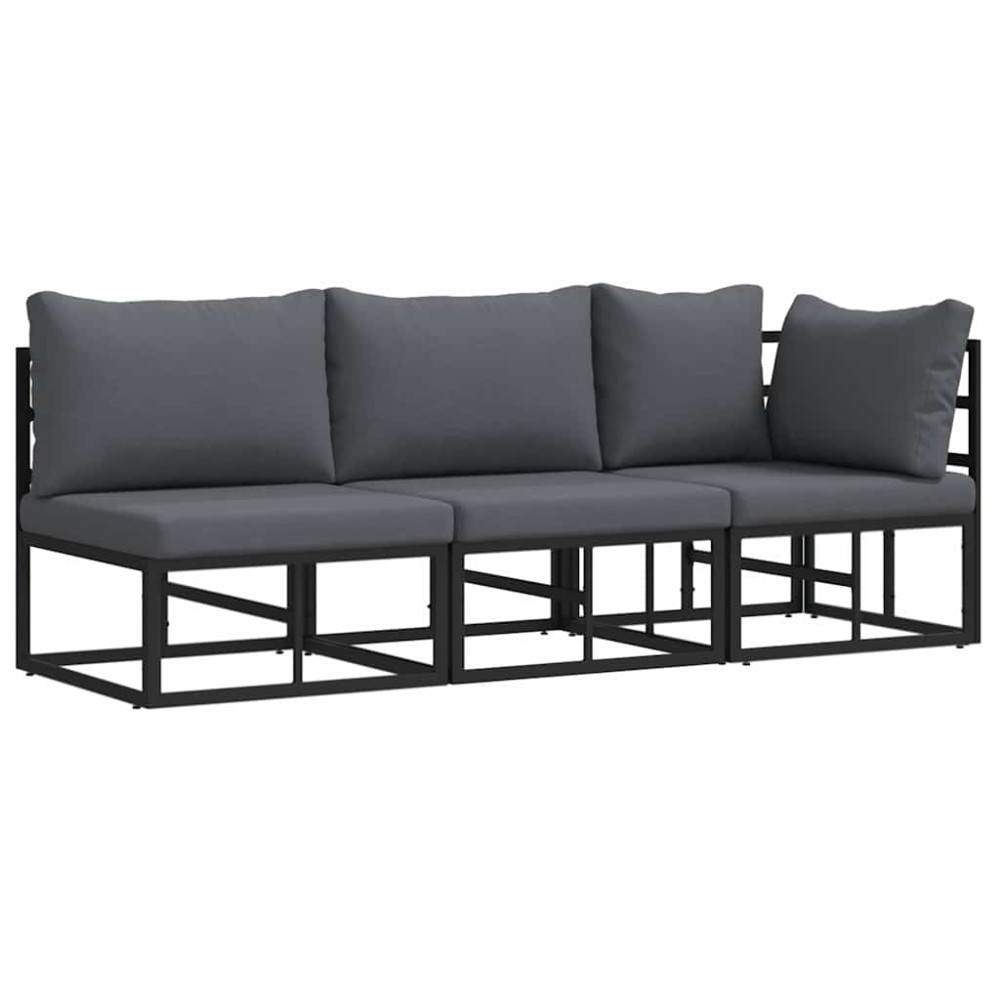 vidaXL Seturi de mobilier de exterior cu pernă cu pernă 3 pcs Negru și antracit