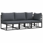 vidaXL Mobilier pentru Exterior cu pernă cu pernă 3 pcs Negru Aluminiu vidaXL Mobilier pentru Exterior cu pernă cu pernă 3 pcs Negru Aluminiu