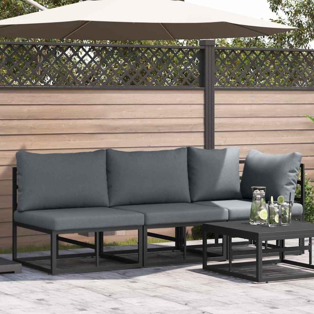 vidaXL Seturi de mobilier de exterior cu pernă cu pernă 3 pcs Negru și antracit