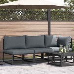 vidaXL Mobilier pentru Exterior cu pernă cu pernă 3 pcs Negru Aluminiu vidaXL Mobilier pentru Exterior cu pernă cu pernă 3 pcs Negru Aluminiu