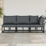 vidaXL Mobilier pentru Exterior cu pernă cu pernă 3 pcs Negru Aluminiu vidaXL Mobilier pentru Exterior cu pernă cu pernă 3 pcs Negru Aluminiu