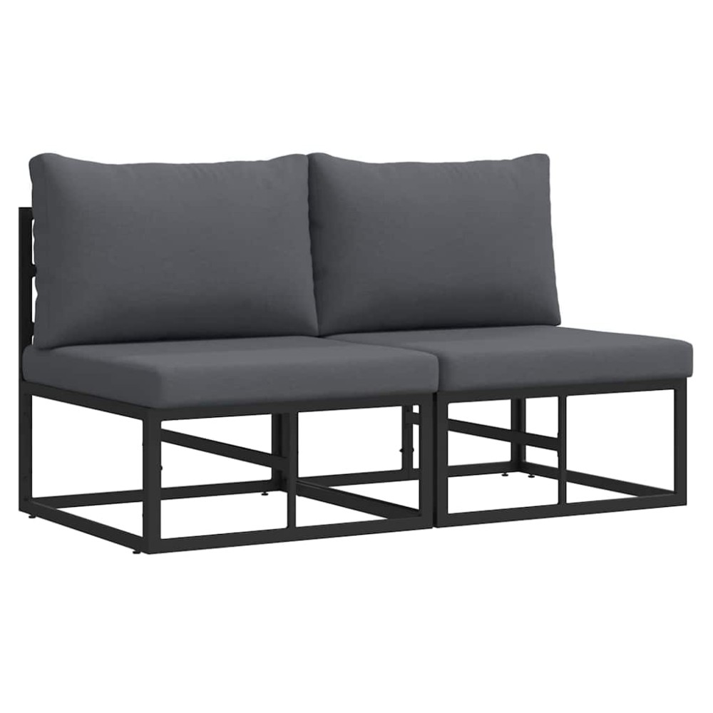 vidaXL Seturi de mobilier de exterior cu pernă cu pernă 2 pcs Negru și antracit
