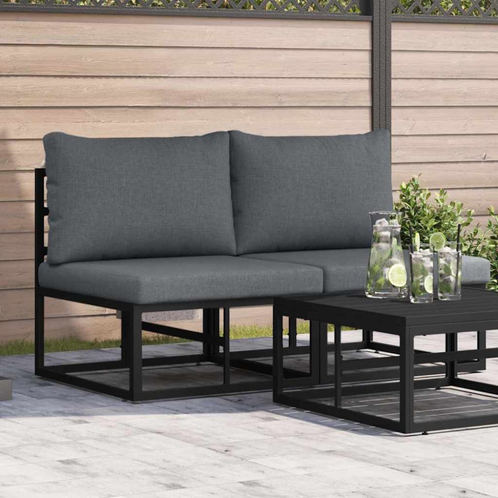 vidaXL Seturi de mobilier de exterior cu pernă cu pernă 2 pcs Negru și antracit