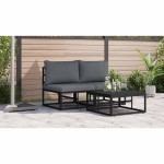 vidaXL Mobilier pentru Exterior cu pernă cu pernă 2 pcs Negru Aluminiu vidaXL Mobilier pentru Exterior cu pernă cu pernă 2 pcs Negru Aluminiu