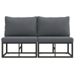 vidaXL Mobilier pentru Exterior cu pernă cu pernă 2 pcs Negru Aluminiu vidaXL Mobilier pentru Exterior cu pernă cu pernă 2 pcs Negru Aluminiu