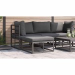 vidaXL Mobilier pentru Exterior cu pernă Negru Aluminiu vidaXL Mobilier pentru Exterior cu pernă Negru Aluminiu