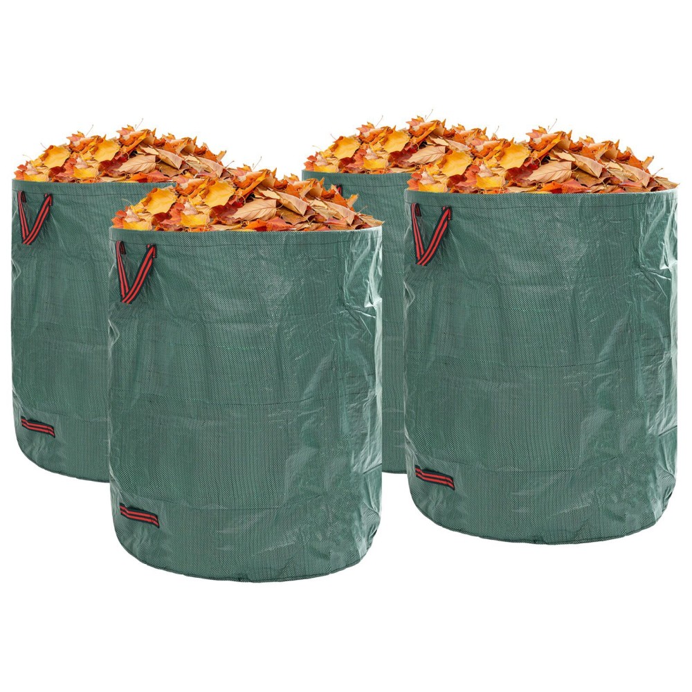 vidaXL Saci gunoi grădină cu mânere 4 buc., pliabil rotund verde 500L