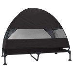 vidaXL Pat pentru câini ridicat Manual Negru 127 x 81 x 108 cm