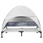 vidaXL Pat pentru câini ridicat Manual Gri argintie 127 x 81 x 108 cm