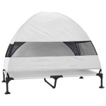 vidaXL Pat pentru câini ridicat Manual Gri argintie 127 x 81 x 108 cm