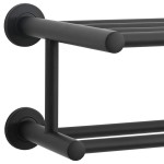 vidaXL Suport pentru prosoape Negru 61 x 23 x 17 cm Oțel inoxidabil