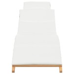vidaXL Șezlong cu pernă Alb crem 188 x 55 x 59 cm Lemn masiv de tec