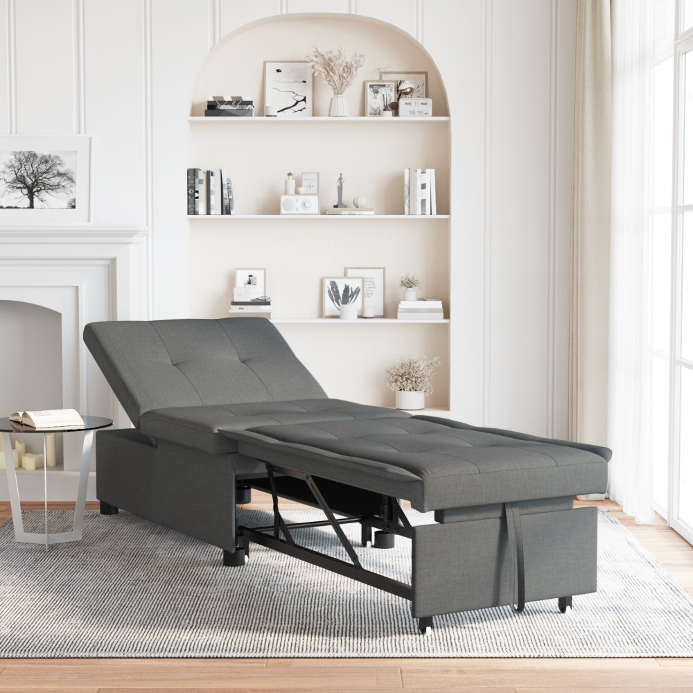 vidaXL Canapea Pat 3 în 1 - design extensibil, țesătură gri închis