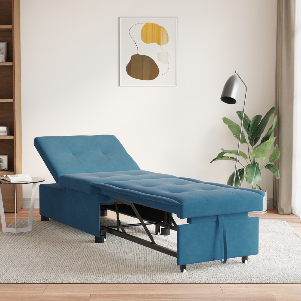vidaXL Canapea extensibilă albastru 67 x 194 x 38 cm Catifea