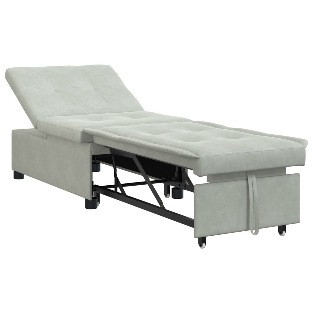 vidaXL Canapea Pat Design 3-în-1 Gri Deschis din Catifea