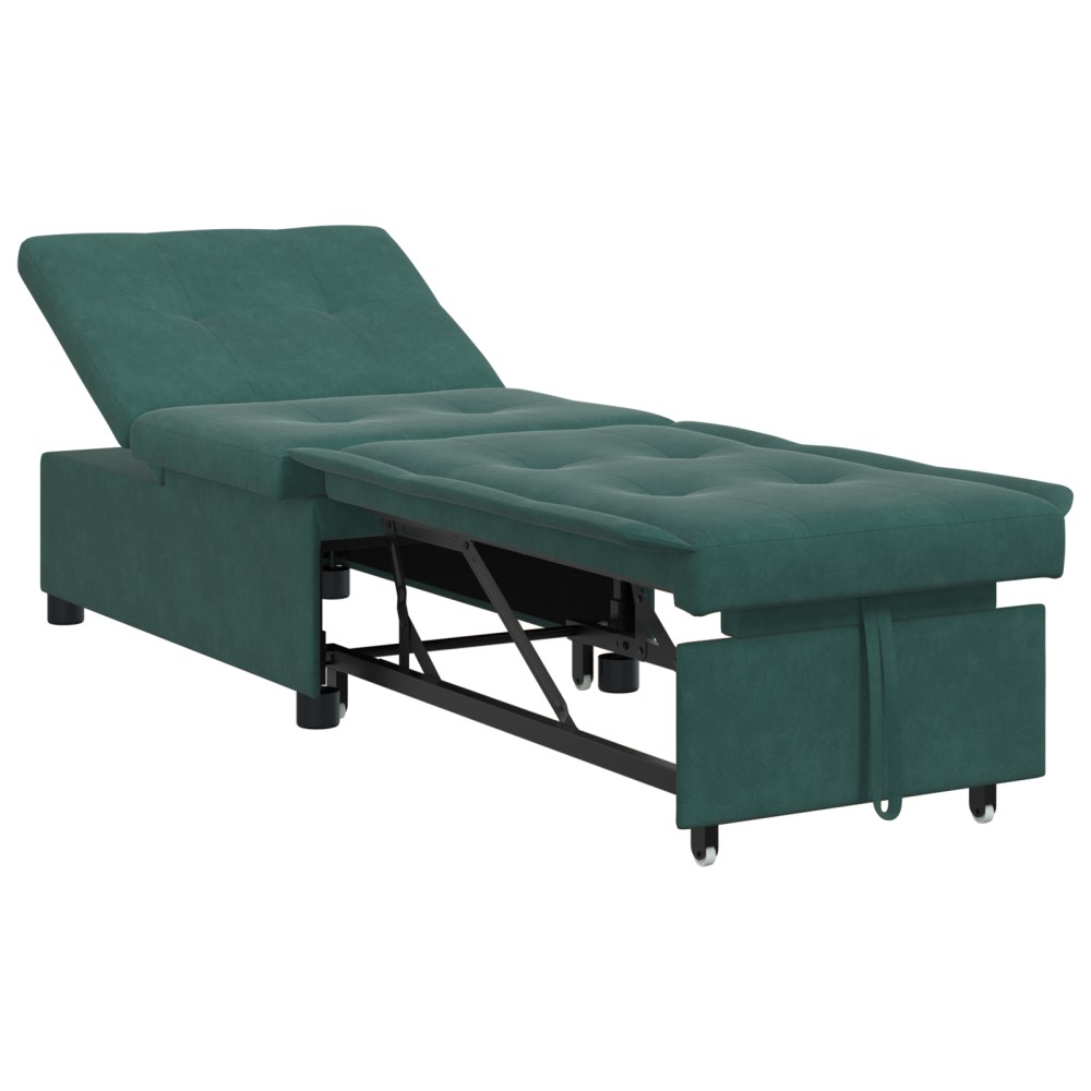 vidaXL Canapea Pat 3 în 1 Design Pull-Out Catifea Verde Întunecată