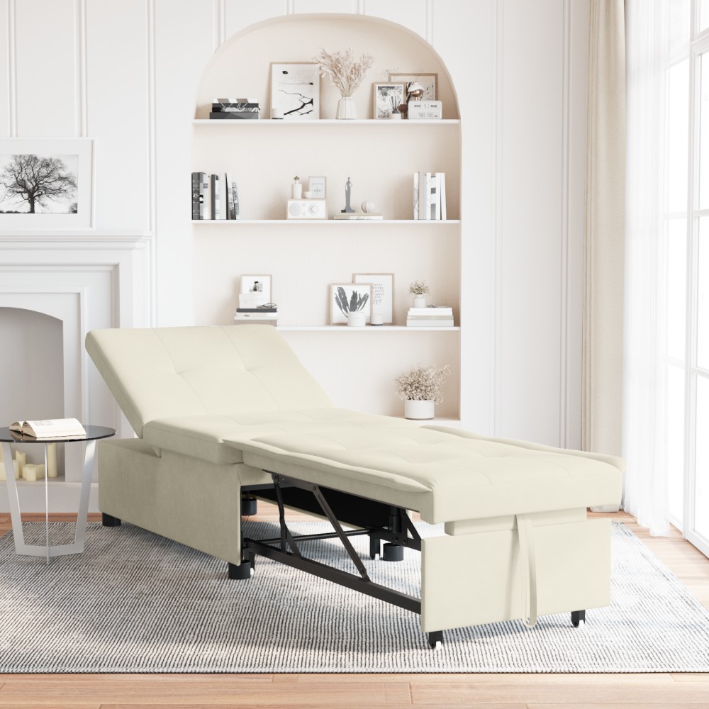 vidaXL Canapea extensibilă Crem 67 x 194 x 38 cm Catifea