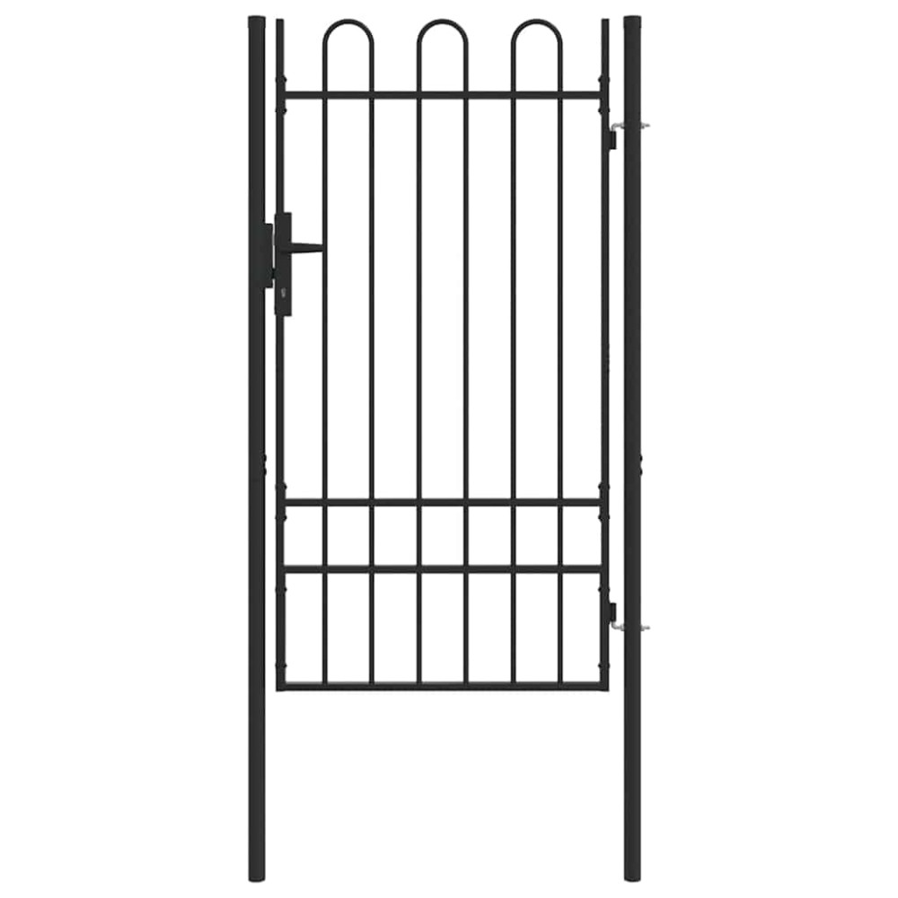 vidaXL Poartă de gard Gri 100 x 175 cm Oțel acoperit cu pulbere