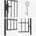 vidaXL Poartă de gard Gri 100 x 175 cm Oțel acoperit cu pulbere