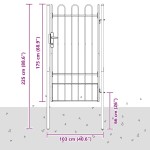 vidaXL Poartă de gard Gri 100 x 175 cm Oțel acoperit cu pulbere